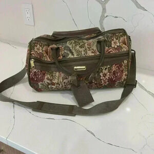 Vintage Jaguar Tapestry Tote Floral Shoulder Bag Weekend Travel Hand Carry Bag